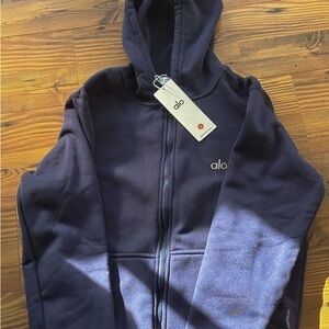 ALO Yoga Men's Navy Zip Up Sweater